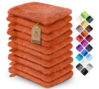 NatureMark 10x Gants de Toilette en Frotte 100% Coton - Doux et Résistants, Idéal pour Le Soin Quotidien et Les Invités - Terre Cuite, 15x21 cm