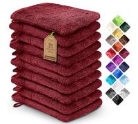 NatureMark 10x Gants de Toilette en Frotte 100% Coton - Doux et Résistants, Idéal pour Le Soin Quotidien et Les Invités - Bordeaux Rouge, 15x21 cm