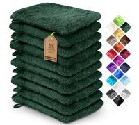 NatureMark 10x Gants de Toilette en Frotte 100% Coton - Doux et Résistants, Idéal pour Le Soin Quotidien et Les Invités - Vert foncé, 15x21 cm