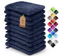 NatureMark 10x Gants de Toilette en Frotte 100% Coton - Doux et Résistants, Idéal pour Le Soin Quotidien et Les Invités - Bleu Marine, 15x21 cm