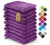 NatureMark 10x Gants de Toilette en Frotte 100% Coton - Doux et Résistants, Idéal pour Le Soin Quotidien et Les Invités - Violet, 15x21 cm