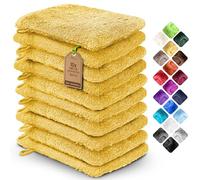 NatureMark 10x Gants de Toilette en Frotte 100% Coton - Doux et Résistants, Idéal pour Le Soin Quotidien et Les Invités - Jaune, 15x21 cm