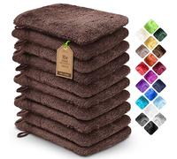 NatureMark 10x Gants de Toilette en Frotte 100% Coton - Doux et Résistants, Idéal pour Le Soin Quotidien et Les Invités - Chocolat Marron, 15x21 cm