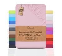 NatureMark Basic Drap-housse pour lit à sommier tapissier et matelas à eau 200 x 220 cm - 40 cm - 200 x 220 cm - 100 % coton Rose