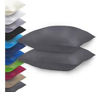 NatureMark Basic Lot de 2 housses de coussin en microfibre 40 x 40 cm - 100 % polyester - avec fermeture éclair (40 x 40 cm, gris anthracite)