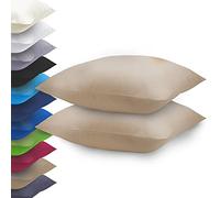 NatureMark Basic Lot de 2 housses de coussin en microfibre 40 x 40 cm - 100 % polyester - Avec fermeture éclair (40 x 40 cm, beige sable)