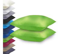 NatureMark Basic Lot de 2 housses d'oreiller en microfibre 40 x 40 cm - 100 % polyester - avec fermeture éclair (40 x 40 cm, vert pomme)