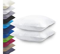 NatureMark Basic Lot de 2 taies d'oreiller en microfibre 40 x 40 cm - 100 % polyester - Avec fermeture éclair (40 x 40 cm, blanc)