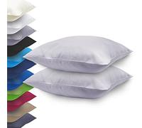 NatureMark Basic Lot de 2 taies d'oreiller en microfibre 40 x 40 cm - 100 % polyester - Avec fermeture éclair (40 x 40 cm, gris argenté)