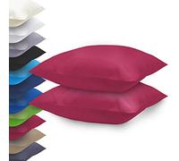 NatureMark Basic Lot de 2 taies d'oreiller en microfibre 40 x 40 cm - 100 % polyester - Avec fermeture éclair (40 x 40 cm, rouge bordeaux)