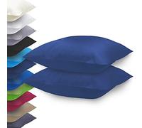 NatureMark Basic Lot de 2 taies d'oreiller en microfibre 40 x 40 cm - 100 % polyester - Avec fermeture éclair (40 x 40 cm, bleu marine)