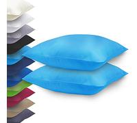 NatureMark Basic Lot de 2 taies d'oreiller en microfibre 80 x 80 cm - 100 % polyester - Avec fermeture éclair (80 x 80 cm, turquoise)