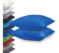 NatureMark Basic Lot de 2 taies d'oreiller en microfibre 80 x 80 cm - 100 % polyester - Avec fermeture éclair (80 x 80 cm, bleu roi/bleu)