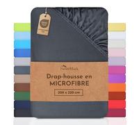 NatureMark - Drap Housse en Microfibre, Prix Spécial! Produit de Marque dans Différentes Tailles et Couleurs, 100% Polyester, Gris Anthracite 200 x 220 cm