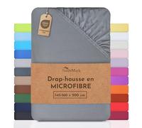NatureMark - Drap Housse en Microfibre, Prix Spécial! Produit de Marque dans Différentes Tailles et Couleurs, 100% Polyester, Gris Moyen 140 x 200 - 160 x 200 cm