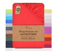 NatureMark en Draps-Housses en Microfibre à Un Prix avantageux ! Beaucoup de Tailles et de Couleurs Marchandise de Marque (90x200-100x200 cm, Rouge)