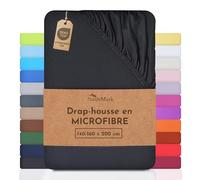 NatureMark en Draps-Housses en Microfibre à Un Prix avantageux ! Beaucoup de Tailles et de Couleurs Marchandise de Marque (140x200-160x200 cm, Noir)