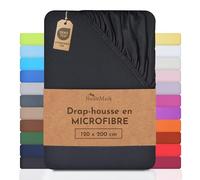 NatureMark en Draps-Housses en Microfibre à Un Prix avantageux ! Beaucoup de Tailles et de Couleurs (120x200 cm, Noir)