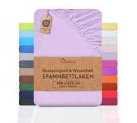 NatureMark Drap-housse basique pour lit à sommier tapissier et lit à eau - 200 x 220 cm - 40 cm de hauteur - 200 x 220 cm - 100 % coton - Lilas/lavande