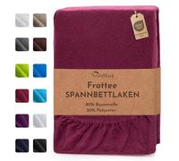 NatureMark Drap-Housse en éponge - Doux et Respirant, respectueux de la Peau, Pratique et Facile d’Entretien, Durable et résistant, 80% Coton & 20% Polyester,180 x 200-200 x 200 cm,Rouge Bordeaux