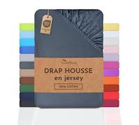 NatureMark Drap-Housse en Jersey, 100% Coton, Disponible dans de Nombreuses Tailles et Couleurs, qualité Oeko-Tex Standard 100, 90 x 200 cm - 100 x 200 cm, Gris Anthracite