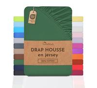 NatureMark Drap-Housse en Jersey, 100% Coton, Disponible dans de Nombreuses Tailles et Couleurs, qualité Oeko-Tex Standard 100, 200 x 220 cm + 40 Steg, Vert Fonce