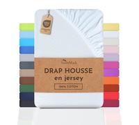 NatureMark Drap Housse en Jersey, 100% Coton, Disponible dans de Nombreuses Tailles et Couleurs, qualité Oeko-Tex Standard 100, Couleur Blanc 140 x 200 cm - 160 x 200 cm
