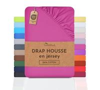 NatureMark Drap-Housse en Jersey, 100% Coton, Disponible dans de Nombreuses Tailles et Couleurs, qualité Oeko-Tex Standard 100, 180 x 200 cm - 200 x 200 cm, Pink