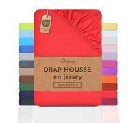 NatureMark Drap-Housse en Jersey - 100% Coton - Extensible, Respirant et Confortable - 120x200 cm, Rouge