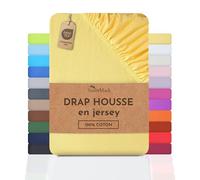 NatureMark Drap-Housse en Jersey - 100% Coton - Extensible, Respirant et Confortable - 140x200-160x200 cm, Jaune