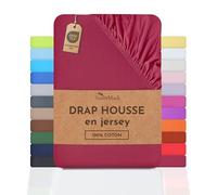 NatureMark Drap-Housse en Jersey - 100% Coton - Extensible, Respirant et Confortable - 140x200-160x200 cm, Rouge Bordeaux