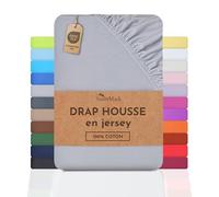 NatureMark Drap-Housse en Jersey - 100% Coton - Extensible, Respirant et Confortable - 180x200-200x200 cm, Gris Argenté