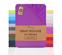 NatureMark Drap-Housse en Jersey - 100% Coton - Extensible, Respirant et Confortable - 200x220 cm, Lilas