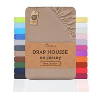 NatureMark Drap-Housse en Jersey - 100% Coton - Extensible, Respirant et Confortable - 200x220 cm, Sable/Beige
