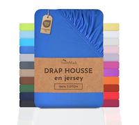 NatureMark Drap-Housse en Jersey - 100% Coton - Extensible, Respirant et Confortable - 90x200-100x200 cm, Bleu Royal