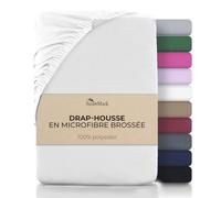 NatureMark Drap-Housse en Microfibre - Doux et Respirant - Facile d'entretien - Infroissable - Couleurs Modernes - Blanc 140 x 200 cm