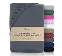 NatureMark Drap-Housse en Microfibre - Doux et Respirant - Facile d'entretien - Infroissable - Couleurs Modernes - Anthracite 140 x 200 cm