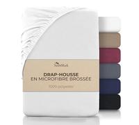 NatureMark Drap-Housse en Microfibre - Doux et Respirant - Facile d'entretien - Infroissable - Couleurs Modernes - Blanc 140 x 200 cm