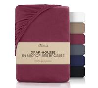 NatureMark Drap-housse en microfibre - Doux, respirant et facile d'entretien - Doux pour la peau, séchage rapide et indéformable - 180 x 200 cm, rouge bordeaux