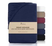 NatureMark Drap-housse en microfibre - Doux, respirant et facile d'entretien - Doux pour la peau, séchage rapide et indéformable - 140 x 200 cm, bleu marine