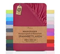 NatureMark Drap-housse en microfibre pour lit à sommier tapissier et pour lit à eau - 200 x 220 cm - Hauteur de bonnet 40 cm - 200 x 220 cm - 100 % polyester - Rouge bordeaux