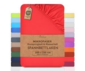 NatureMark Drap-housse en microfibre pour lit à sommier tapissier et pour lit à eau - 200 x 220 cm - Hauteur de bonnet 40 cm - 200 x 220 cm - 100 % polyester - Rouge