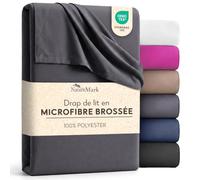 NatureMark Drap Plat en Microfibre Brossée - Doux et Respirant, Séchage Rapide, Facile d'entretien - 240 x 275 cm, Gris Anthracite