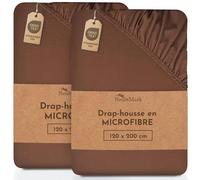 NatureMark Draps-Housses en Microfibre, Paquet de 2 ! Nombreuses Tailles et Couleurs Marque (draps 120 x 200 cm, Marron Chocolat)
