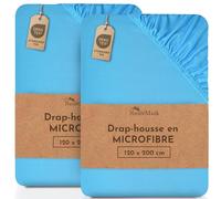 NatureMark Draps-Housses en Microfibre, Paquet de 2 ! Nombreuses Tailles et Couleurs Marque (draps 120 x 200 cm, Turquoise)