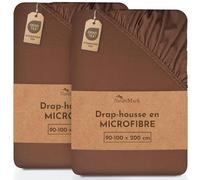 NatureMark Draps-Housses en Microfibre, Paquet de 2 ! Nombreuses Tailles et Couleurs Marque (draps 90x200-120x200 cm, Marron Chocolat)