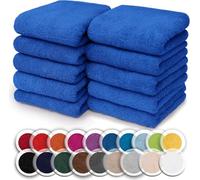 NatureMark Lot de 10 débarbouillettes en Tissu éponge, 100% Coton, 30 x 30 cm, Bleu Royal