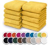 NatureMark Lot de 10 Gants de Toilette | 100% Coton | Gants de Toilette en éponge | Dimensions : 30 x 30 cm | Serviettes éponge en Lot de 10 - Couleur : Jaune