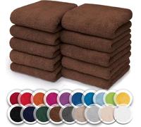 NatureMark Lot de 10 Gants de Toilette en éponge pour Le Visage et Les Mains - 100% Coton, Doux et absorbants - 30×30 cm, Chocolat Braun