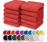 NatureMark Lot de 10 débarbouillettes en Tissu éponge, 100% Coton, 30 x 30 cm, Rouge